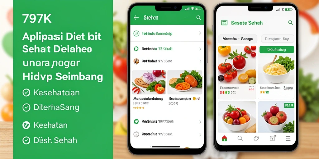 Tampilan antarmuka aplikasi Diet Sehat 797K yang menarik dan informatif.