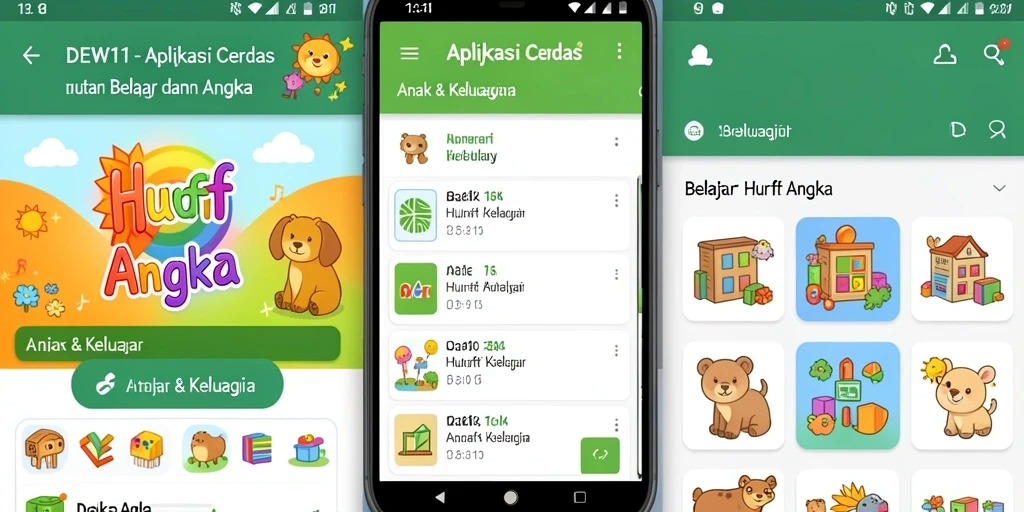 Tampilan friendly untuk belajar huruf dan angka bagi anak.