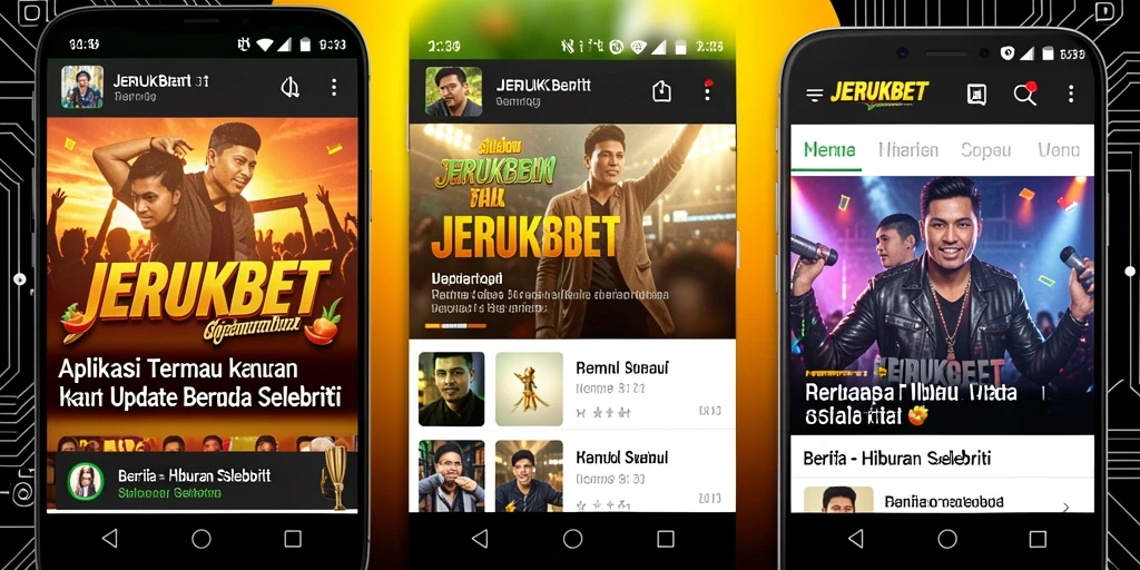Tampilan utama aplikasi JERUKBET dengan berita selebriti terkini.
