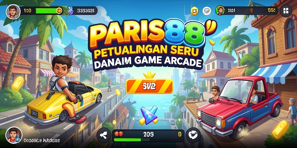 Tampilan antarmuka game Arcade PARIS88 yang memukau dan interaktif.