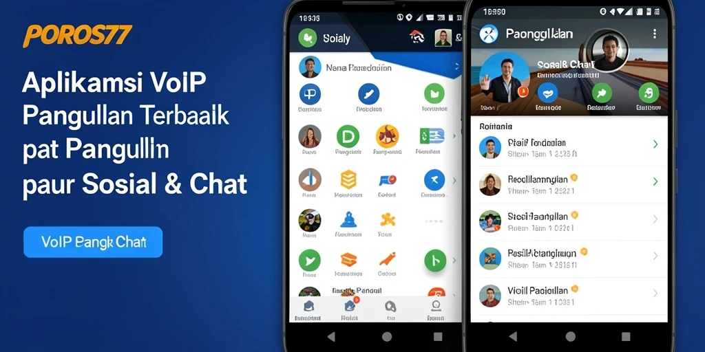 Antarmuka aplikasi POROS77 menampilkan fitur VoIP Panggilan yang menarik.