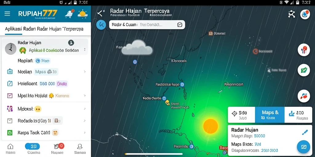 Tampilan antarmuka aplikasi Radar Hujan RUPIAH777 yang informatif.