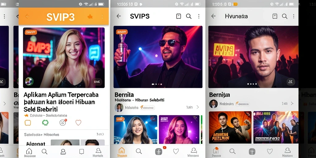 Antarmuka SVIP3 menampilkan berita hiburan selebriti yang menarik.